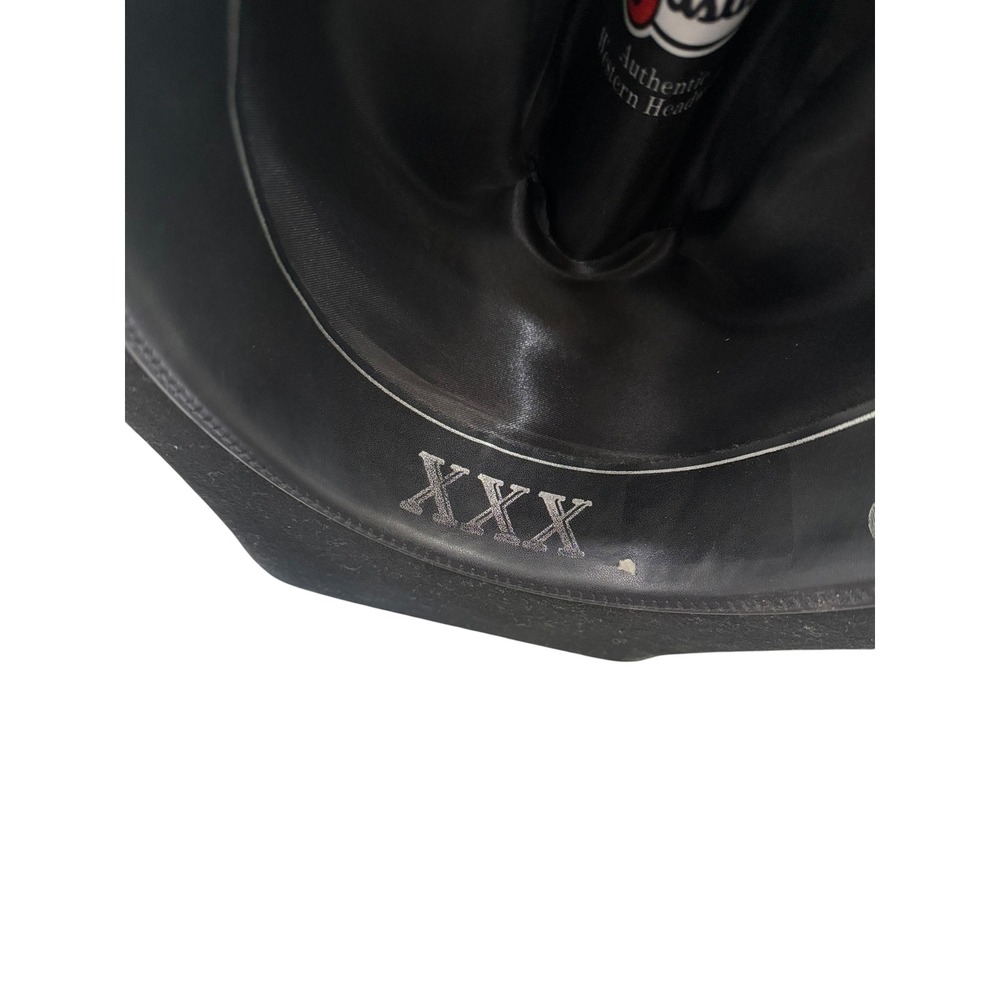 Justin XXX Western Wear Cowboy Hat Unisex 7 1/8th 57 Black Wool Cowgirl Buckle - Picture 13 of 15